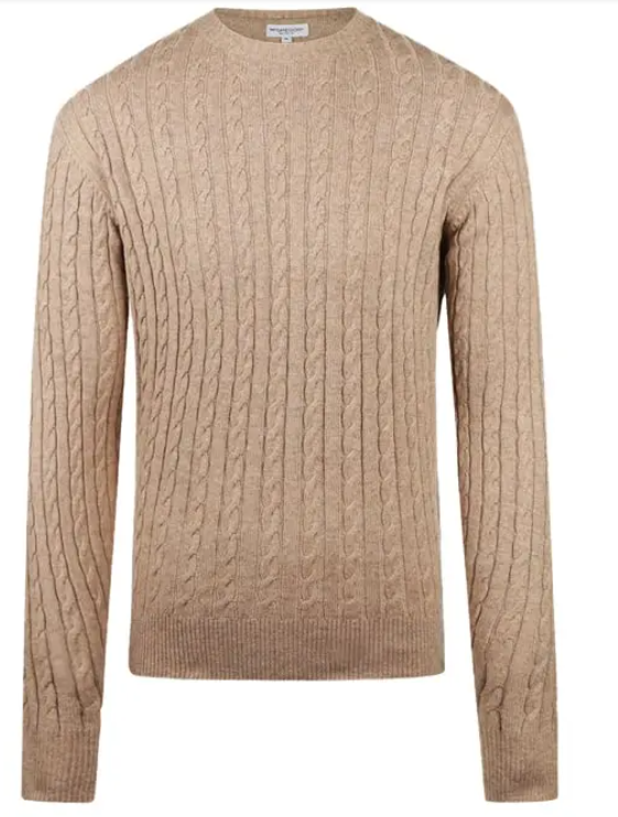 McGregor Cable Crew Neck Sweater Sand– Maat XL, 70% Katoen / 30% Merino Wol