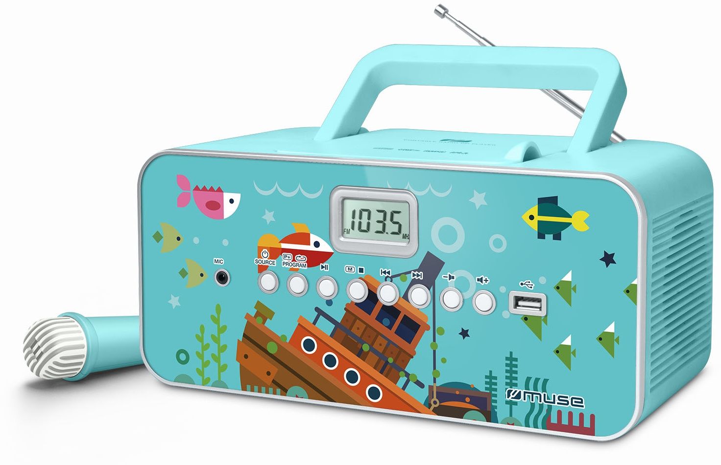 Muse M-29KB - Draagbare Radio/CD-speler - MP3-compatibel met AUX en USB - Multicolor