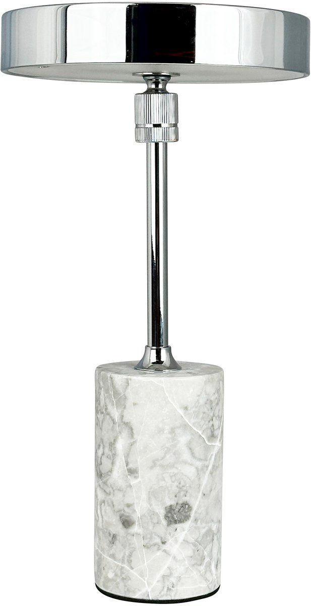 Dyberg Larsen Starlight - Led Oplaadbare Tafellamp - Dimbaar Met Marmeren Voet - Chroom/grijs Marmer
