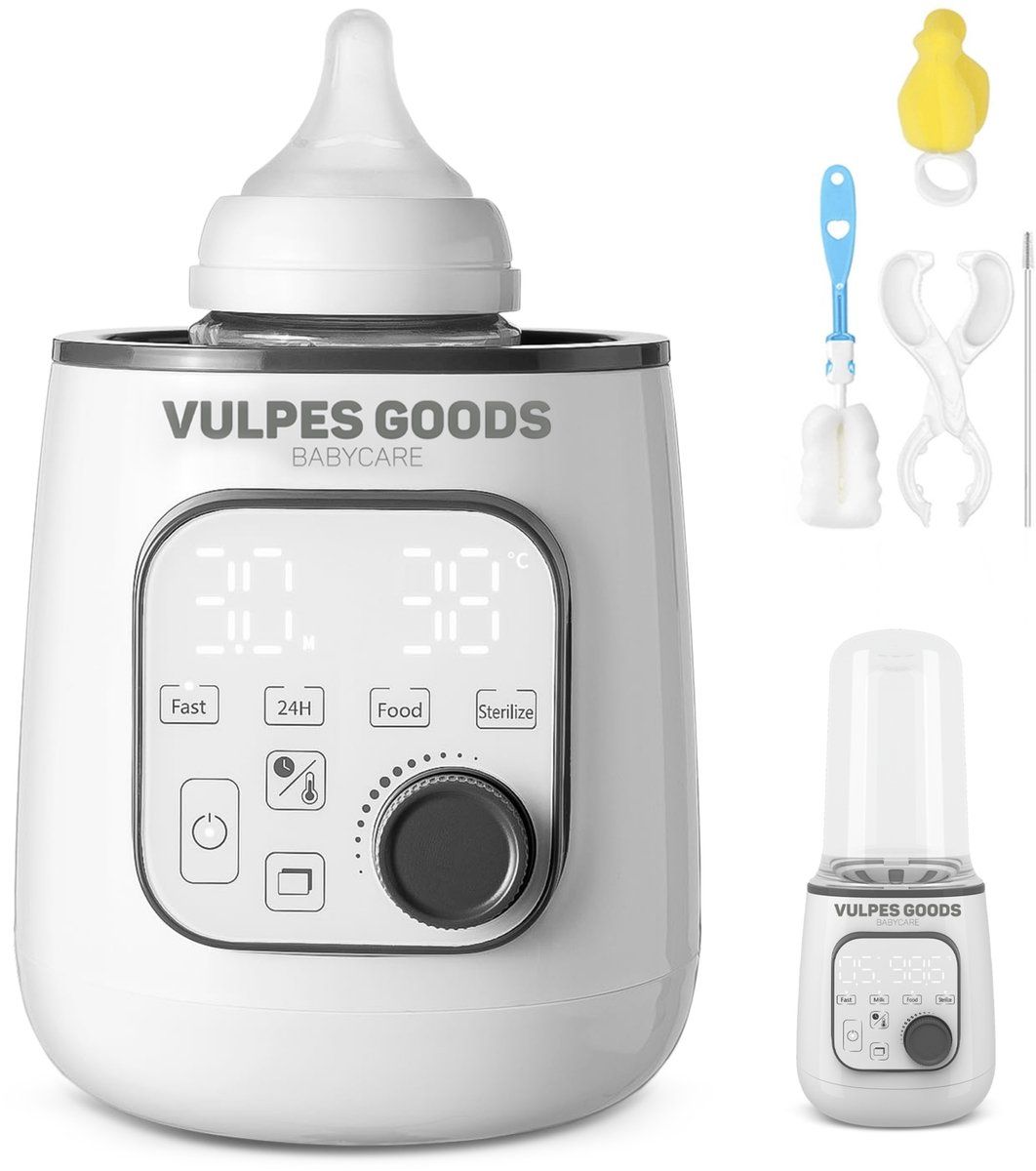Vulpes Goods® BabyCare - Flessenwarmer Pro 10in1 - Snel Opwarmen Warmhouden Ontdooien Steriliseren - Deluxe White