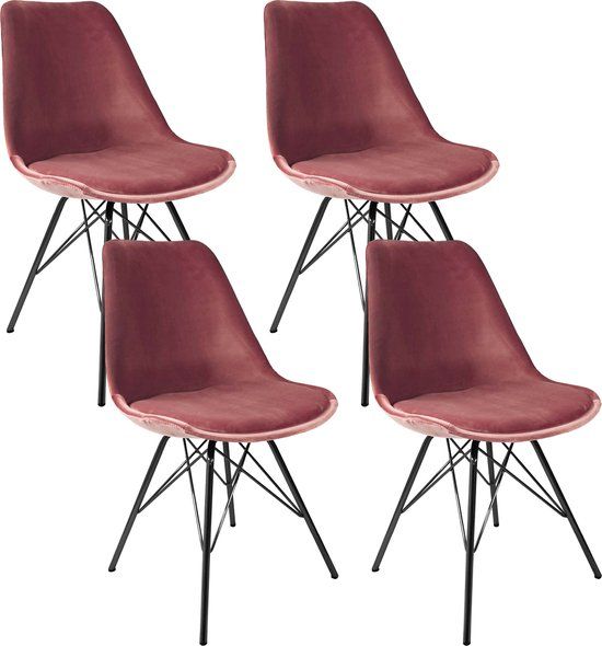 KICK® VELVET - Kuipstoelen - Velvet - Roze (set van 4)