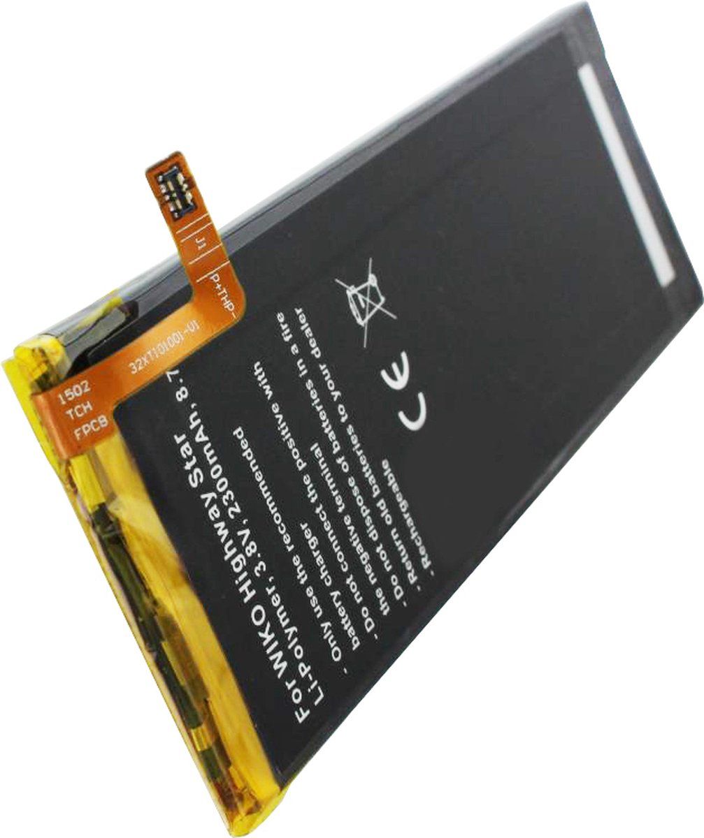 Batterij geschikt voor de Wiko Highway Star-batterij, Highway Star 4G dual SIM-batterij TLP15016 afmetingen ca. 112,10 x 41,70 x 3,20 mm