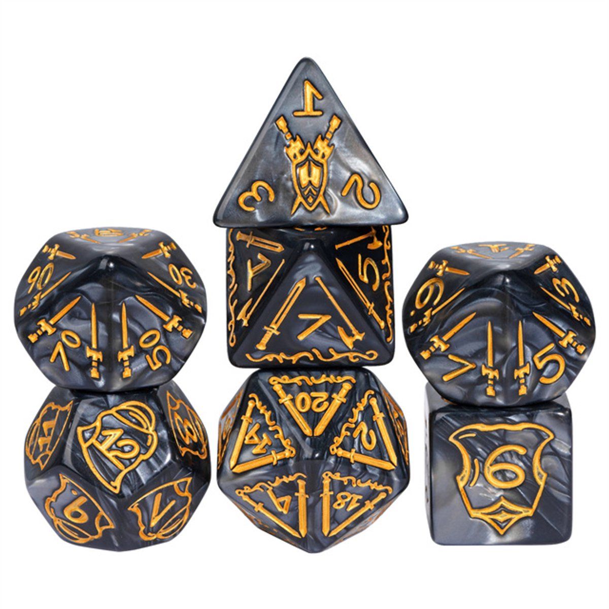 Hot Games Dobbelst.Set Jumbo Warrior Zwart 7dlg