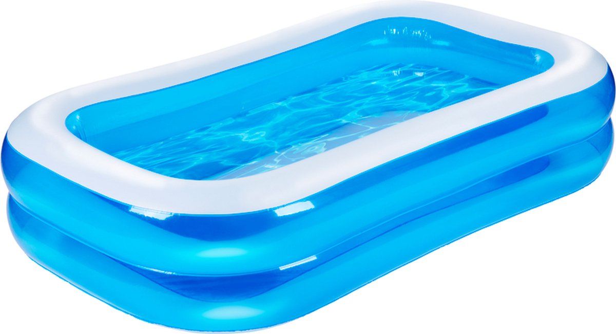 Eddy Toys Opblaas Zwembad - Opblaasbaar Kinderbad Met Drainageplug En Reparatiepatch - 207 X 132 X 46 Cm - Blauw
