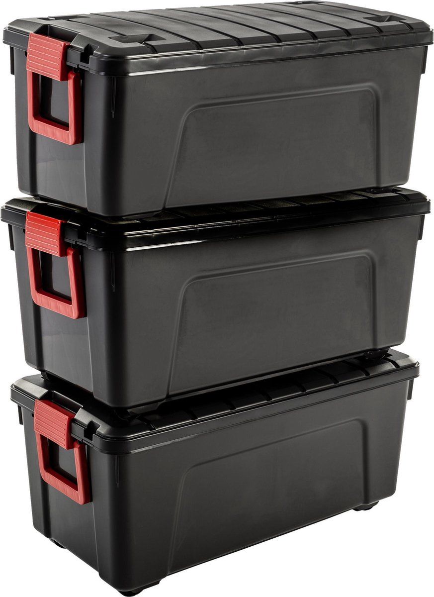 Iris Store-It-All - Opbergbox - 75L - Gerecycled Plastic - Zwart - Set Van 3