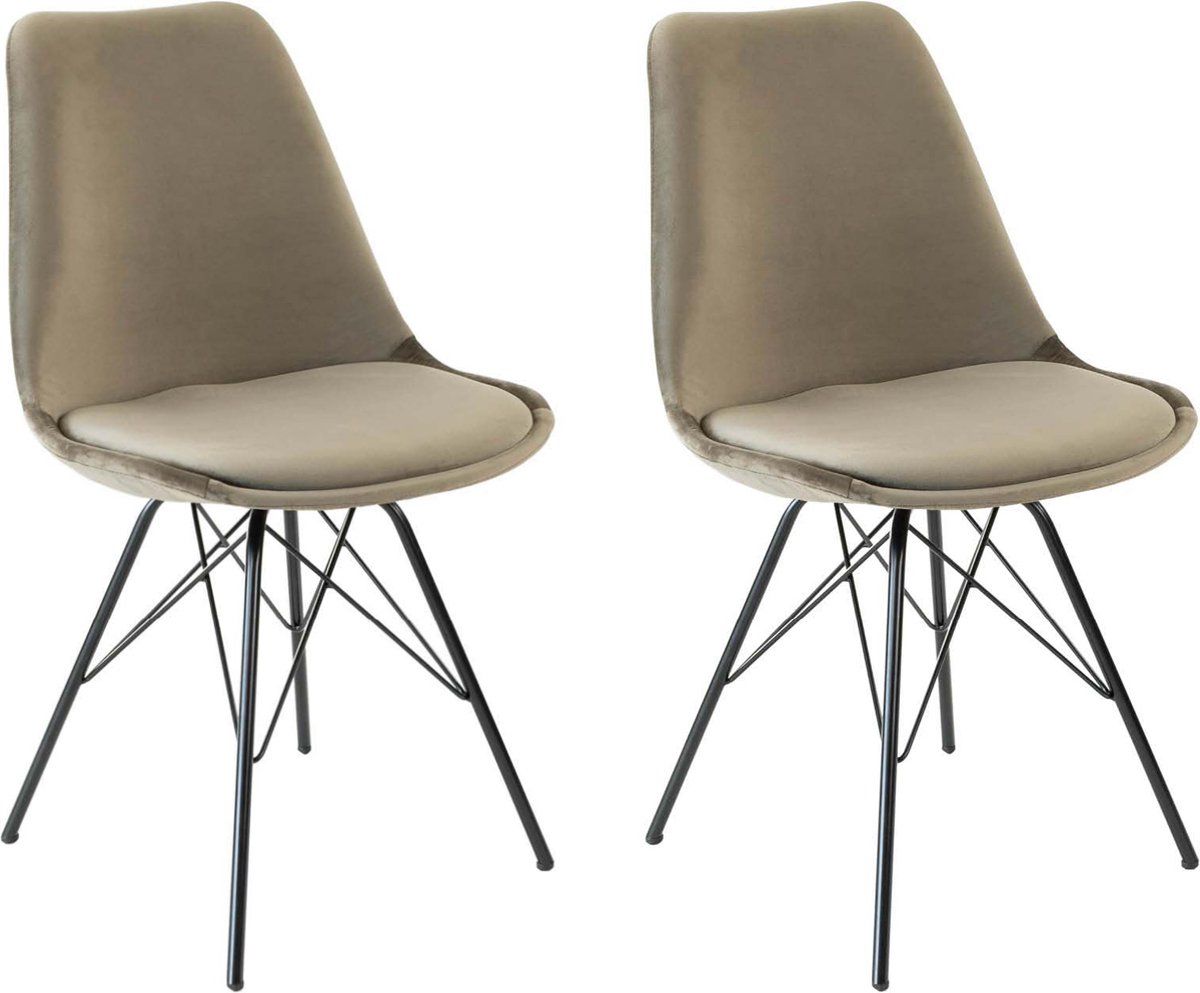 Kick Kuipstoel Velvet Taupe - Zwart Frame - Set Van 2