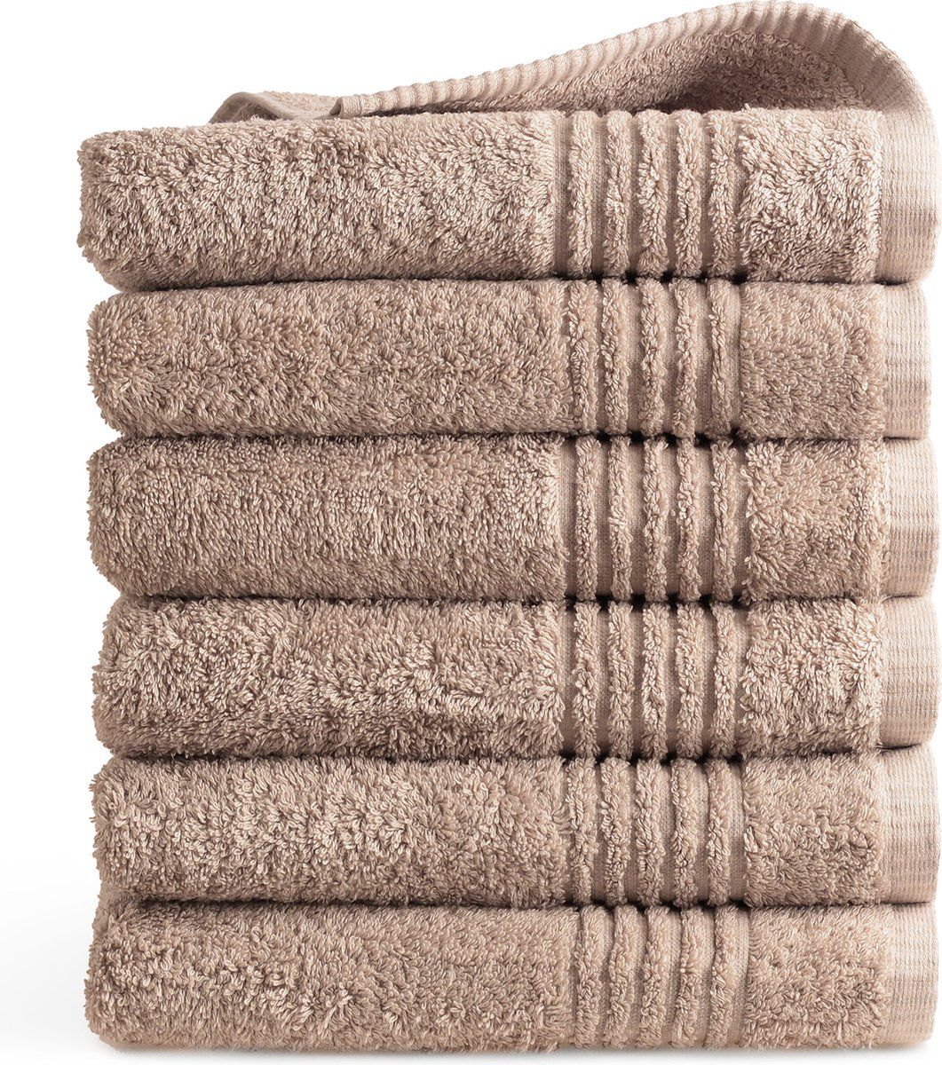 Phlox Handdoek Supreme Collectie - 50x100 - 6 Stuks - Oeko-Tex Made In Green - 600 G/m2 Zacht Katoen - Sand