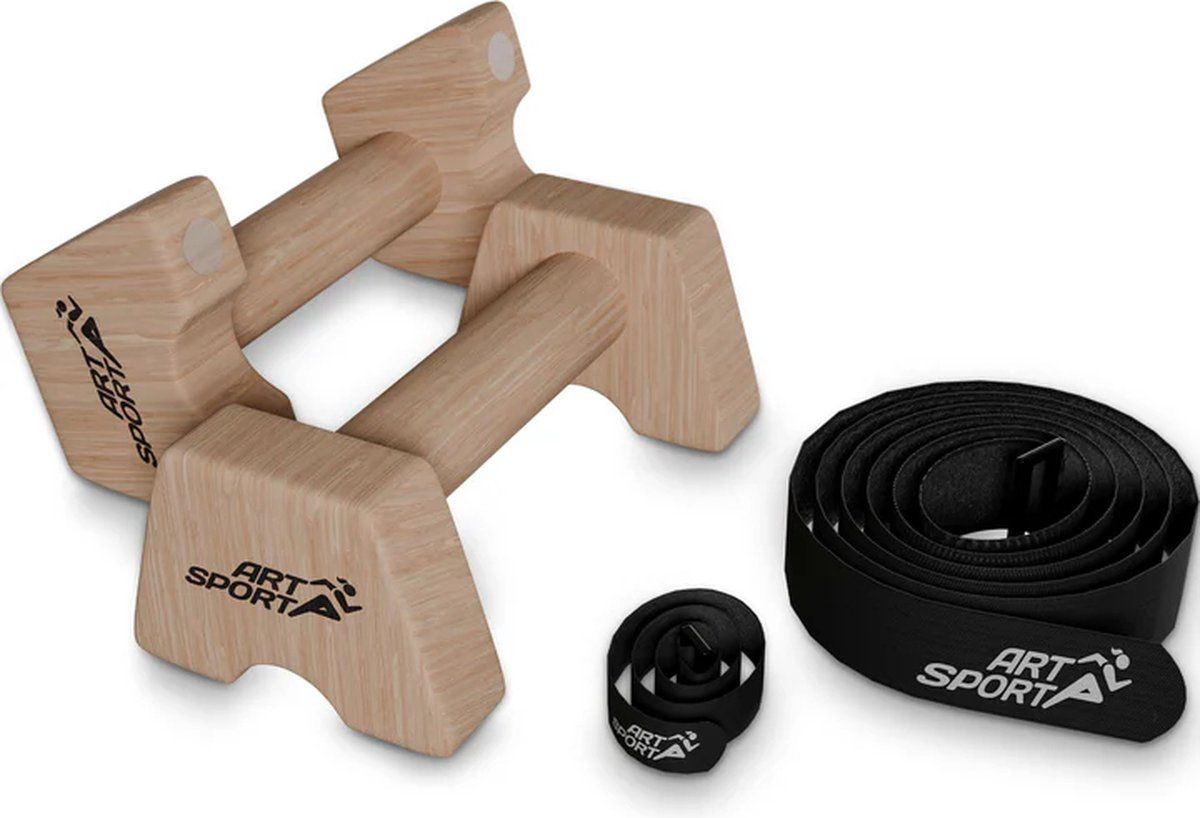 Art Sport Houten Opdrukstangen - Push-upbar - Stevige Ondersteuning Voor Push-ups En Dips - Natuurlijk (2 Stuks)