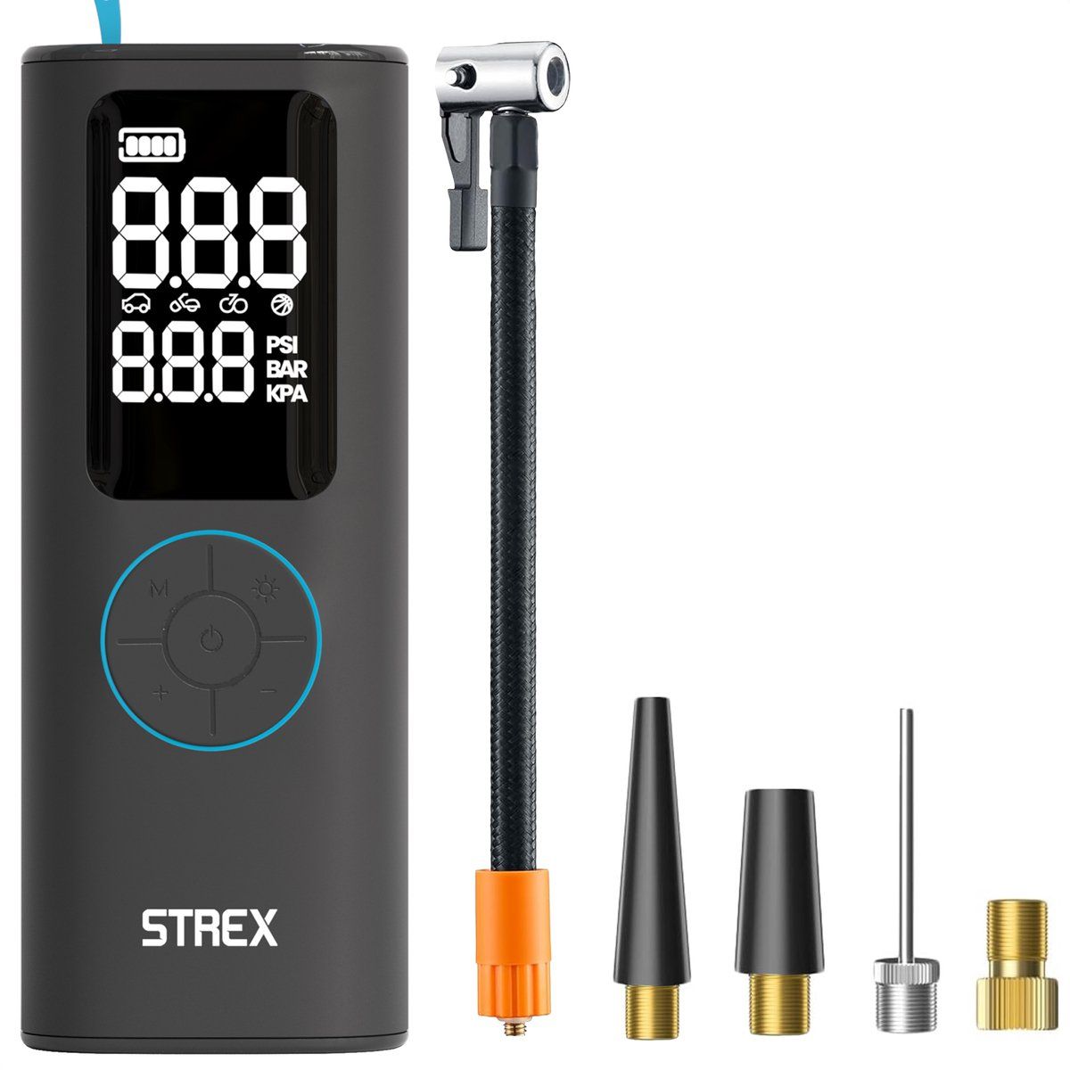 Strex SP338 - Mini Compressor - Draadloze Bandenpomp 3-in-1 Tot 10, 5 Bar - 8000 MAh Powerbank&Zaklamp