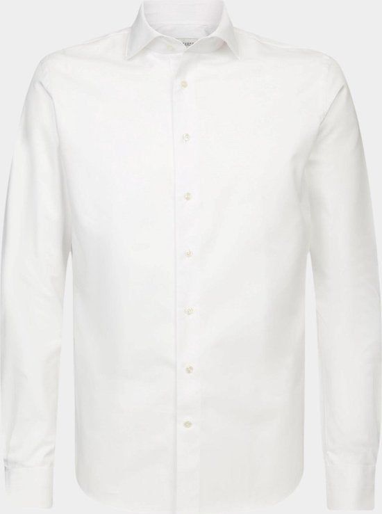 Profuomo Slim Fit Heren Overhemd - Twill - Strijkvriendelijk - Wit - Boordmaat, 39