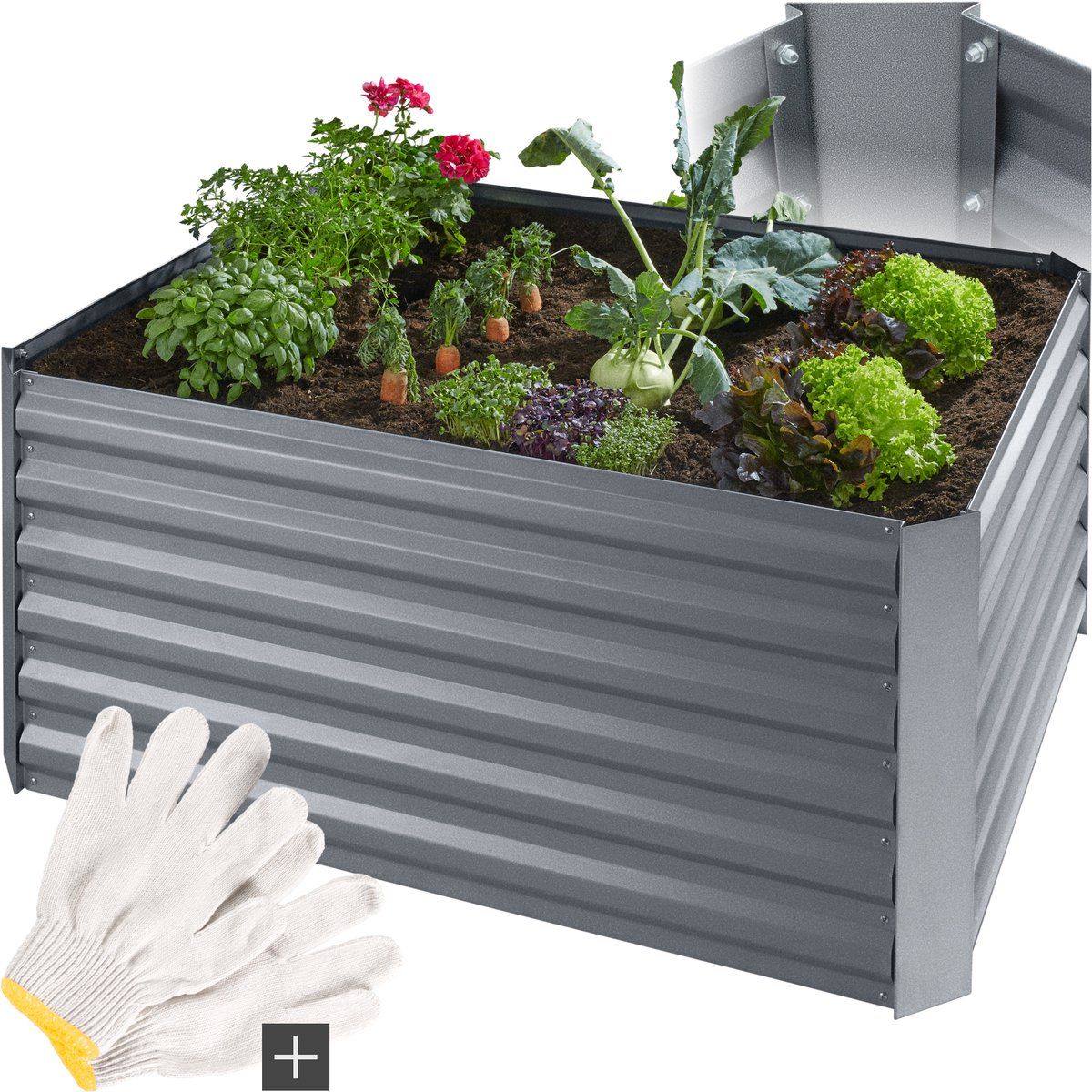 Tectake® Verhoogde Plantenbak - Weerbestendig Staal - 120 X 90 X 57 Cm - Grijs