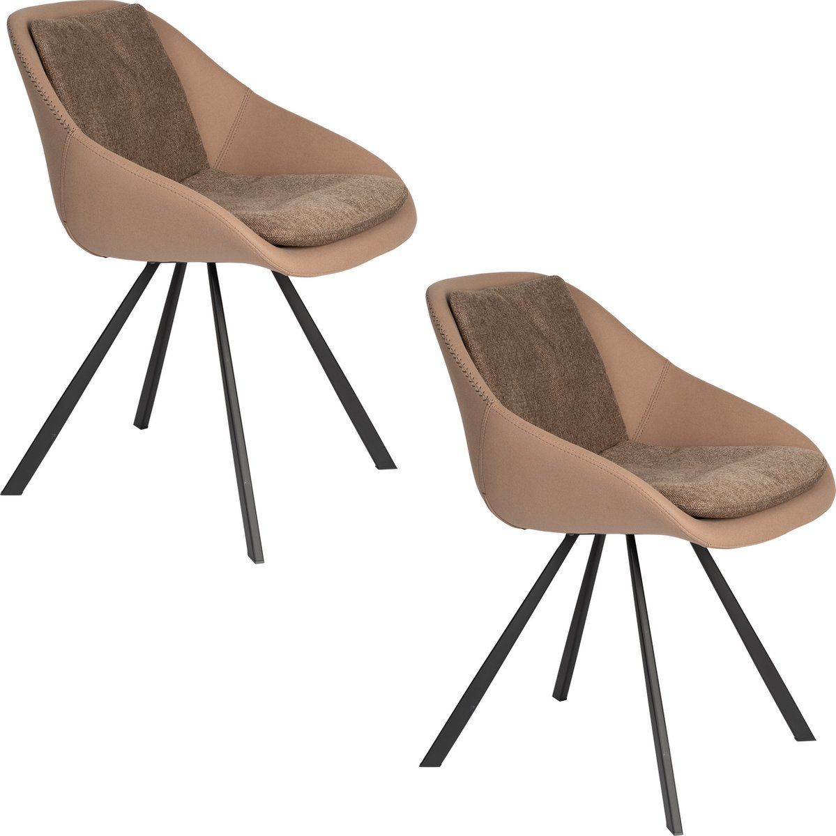 Dutchbone Wakefield - Eetkamerstoelen - Comfortabele kuip met afneembare kussens - Beige (set van 2)