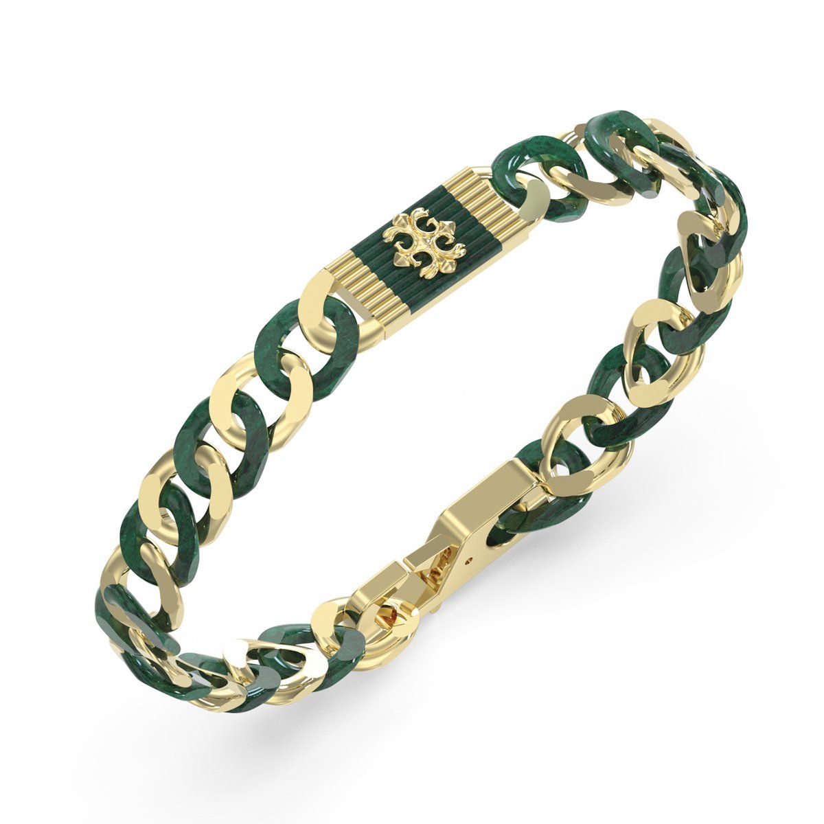 Guess Jewellery JUMB05063JWYGGNS - Armband - Curb En Resin Schakel - Goudkleurig Groen