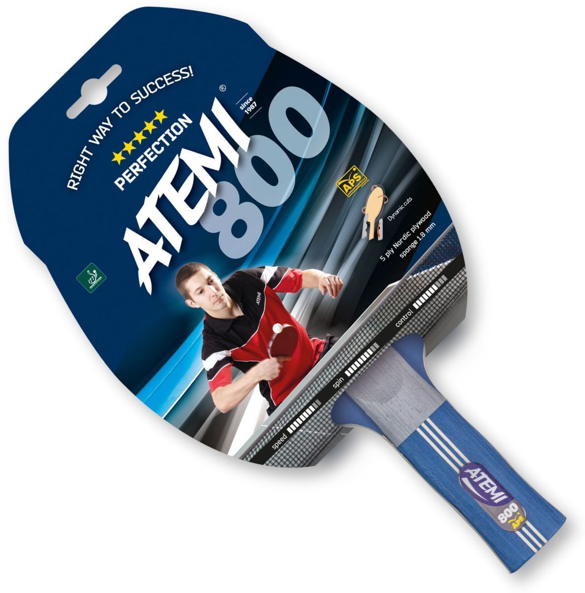 Atemi 800 Anatomic - Tafeltennisbat - 5 Ster ITTF - Speed 80 Spin 60 Control 70