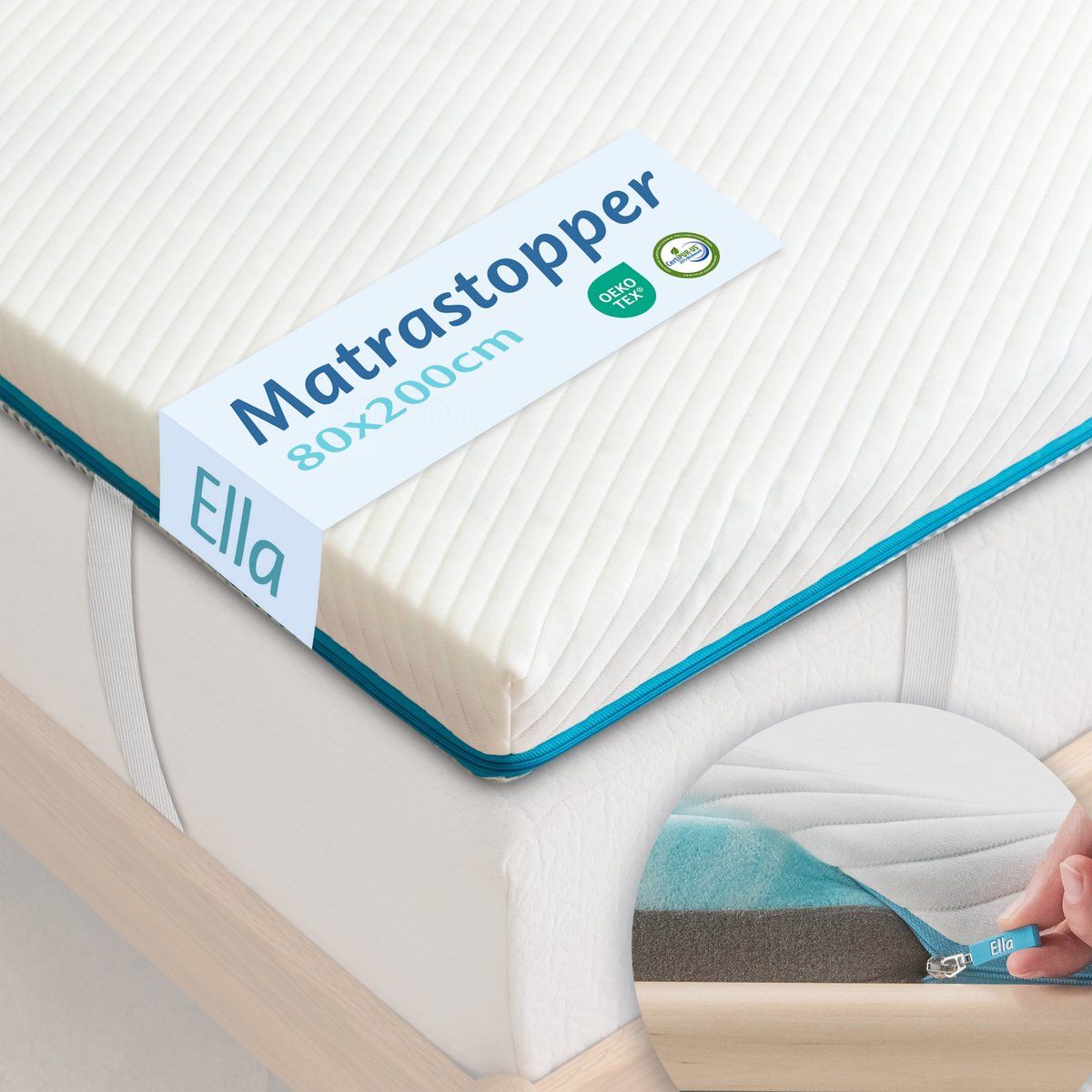 Ella Topper 80x200 Cm - Matras Topdekmatras - Gel Infused Traagschuim & Aircell-schuim - Medium Hardheid
