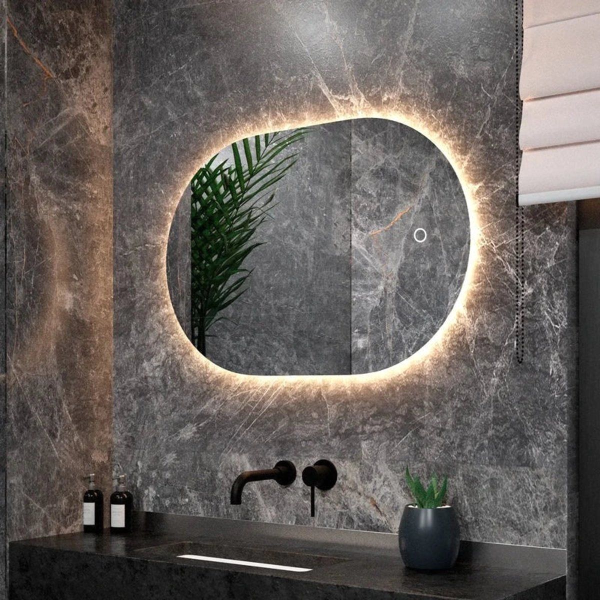Mirlux Badkamerspiegel - Wandspiegel Ovaal - Led Verlichting Verwarming Anti Condens 90x60CM