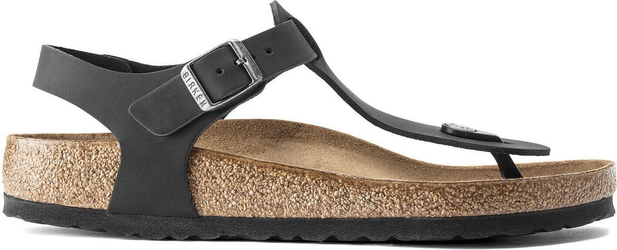 Birkenstock - 39 - Kairo Black Regular Oiled Leather Dames Sandalen - Black - Maat 39