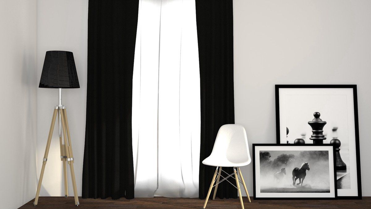 Larson - Luxe Geweven Blackout Gordijn - Ringen - Zwart - 150 X 250 Cm– Verduisterend&kant En Klaar