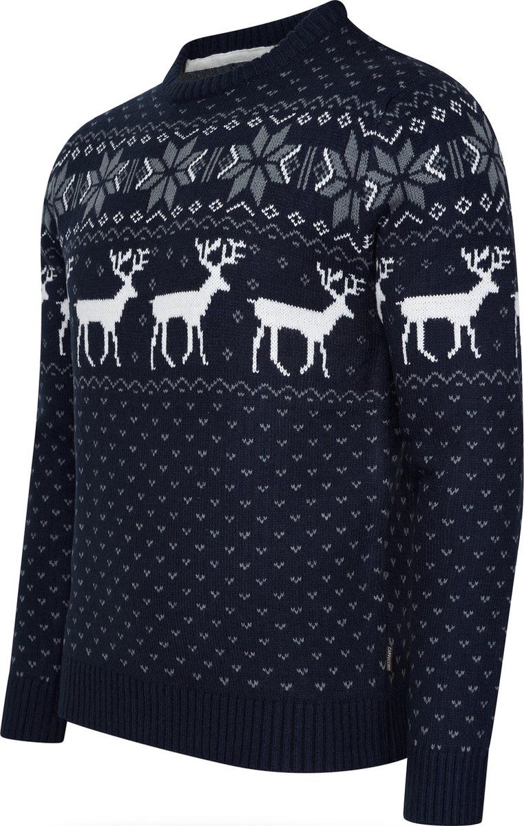 Cappuccino Italia Noorse Trui - Heren Trui - Warm Polyester - Blauw - Maat L