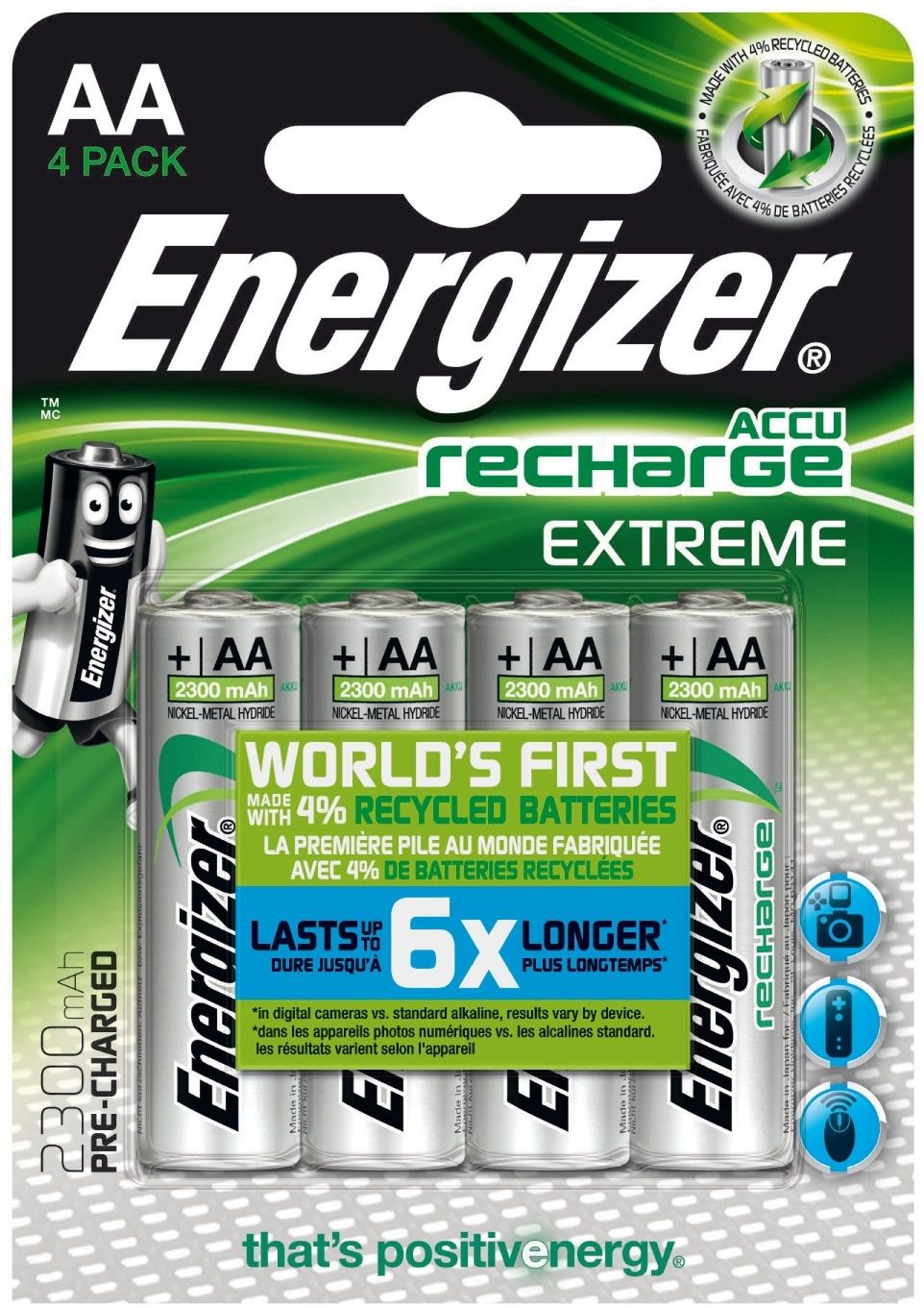 Energizer ENR Recharge Extreme 2300 - AA Batterijen - 2300mAh - 1.2V - 4-pack