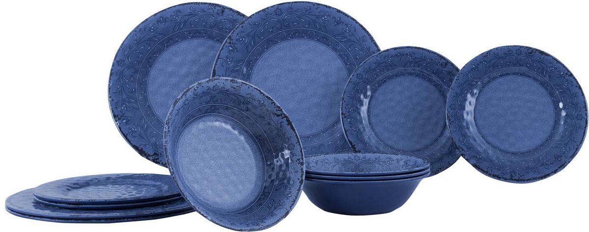 Gimex Stone Line - Servies - 12-Delig - Melamine - Azure