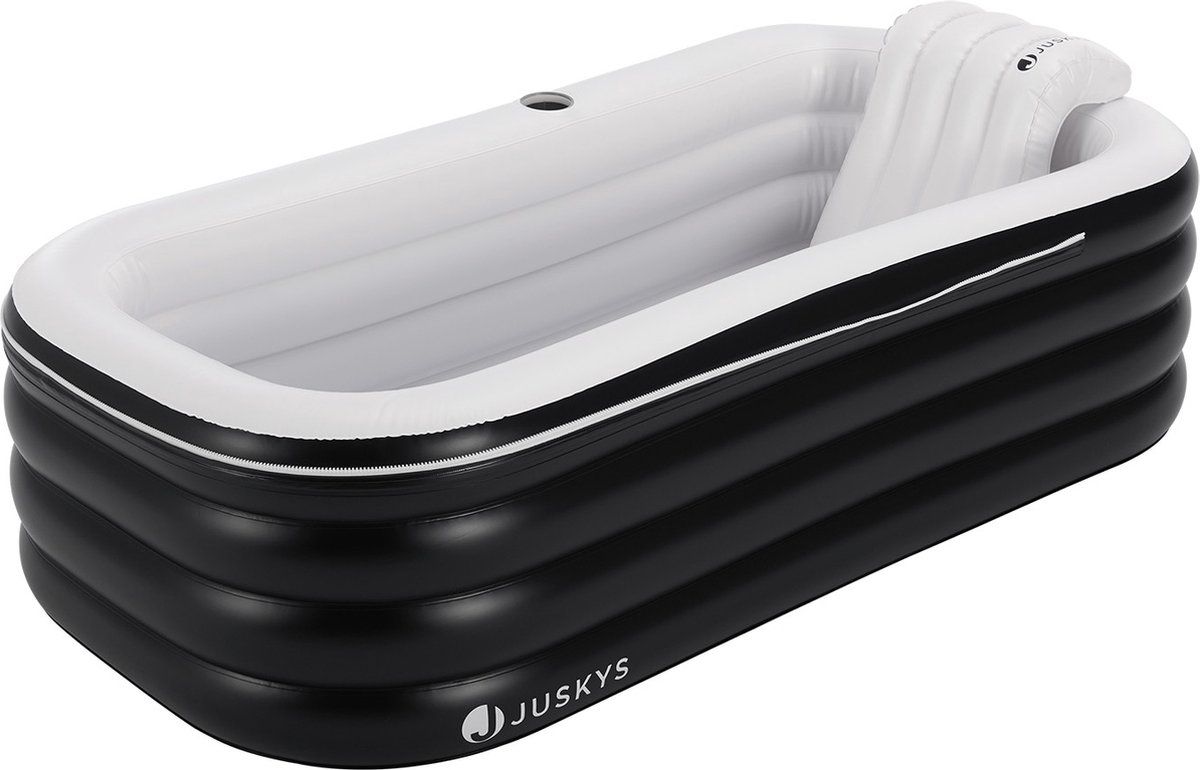 Juskys Opblaasbaar Ligbad M - Pvc - 300 L - Zwart/Wit