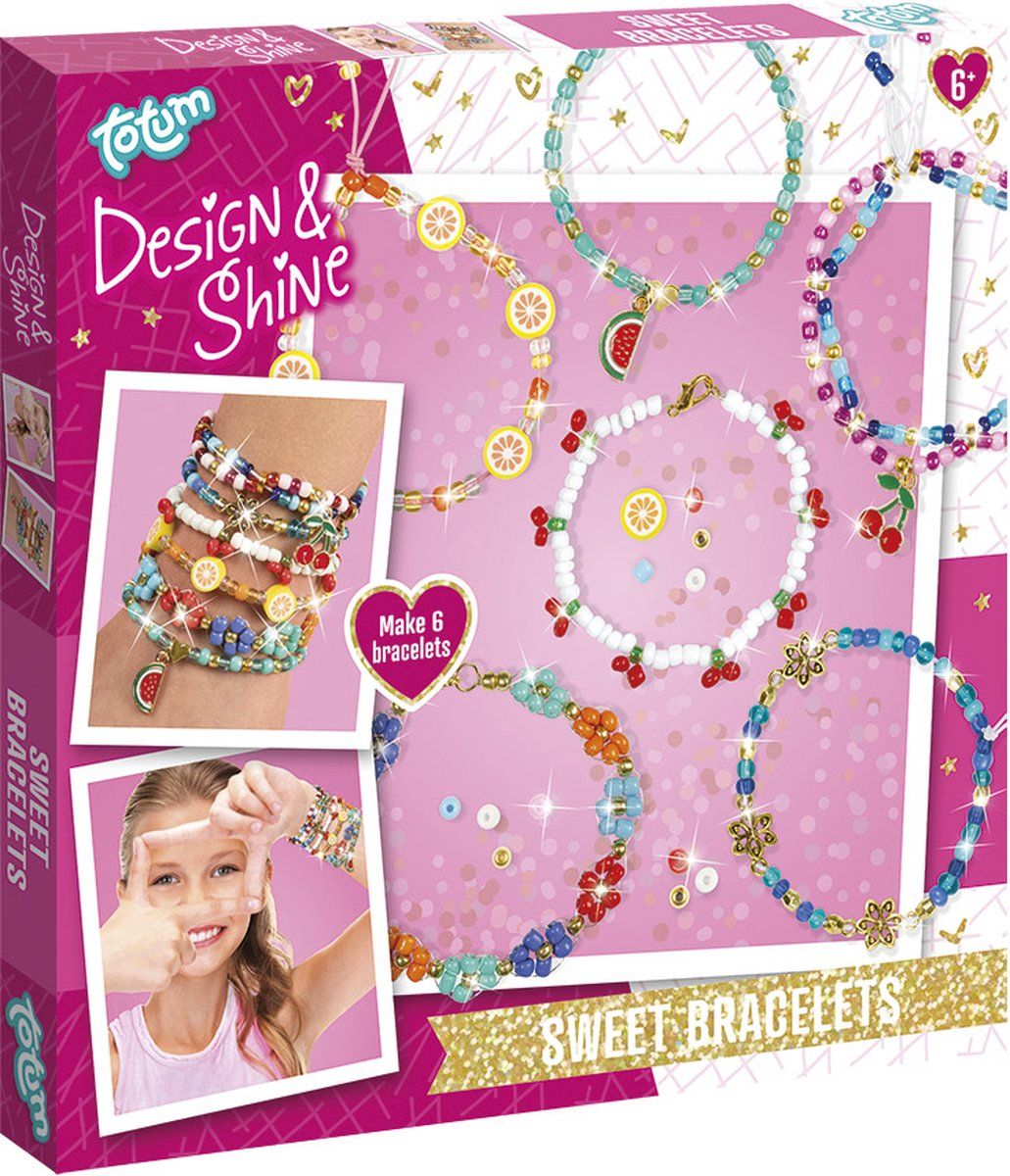 Totum Design&Shine Sweet Bracelets - Kralen Armbandjes Maken Met Fruit Hart En Bloem Thema - (6 Stuks)