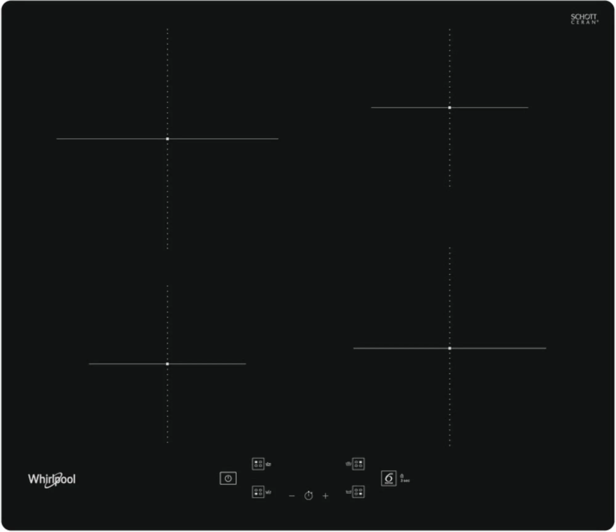 Whirlpool WSQ2160NE - Inductiekookplaat - 4 zones 4 boosters - Zwart