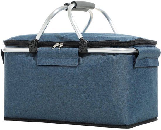 Ceruzo Koelmand Blauw - Opvouwbare Picknickmand - Rits - 40 X 23 X 20 Cm