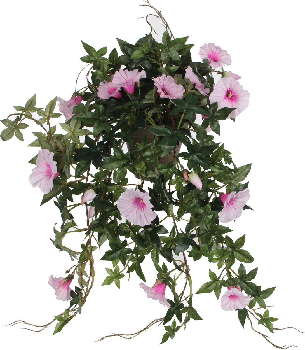 Mica Decorations Petunia - Kunst Hangplant - Roze Bloemen In Terracotta Pot - L25 X B45 X H50 Cm