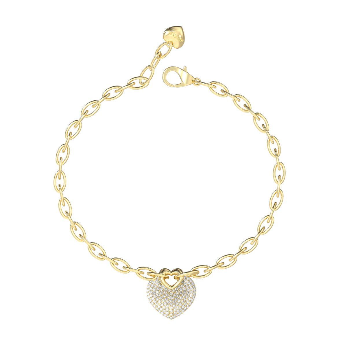 Guess Crazy In Love - Armband - Hart Hanger Met Glassteen - Goudkleurig