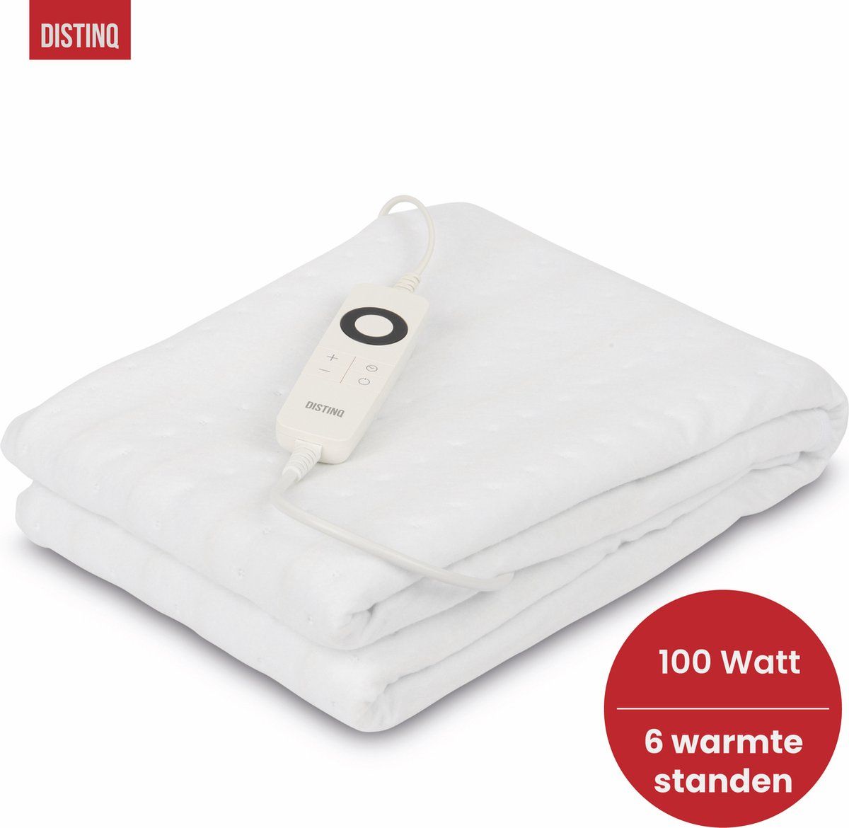 DistinQ Elektrische Onderdeken DQEB11WT - 100 Watt - 150x80 Cm - 6 Temperatuurstanden - Wit