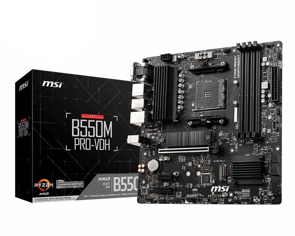 MSI B550M PRO-VDH - Moederbord Micro-ATX - AMD B550 - 4x DDR4 - 128GB maximum geheugen