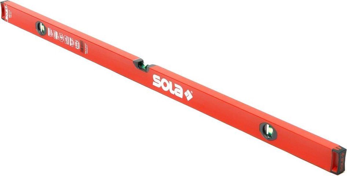 Sola Big X 3 120 - Aluminium Waterpas 1200mm - Gepatenteerde Sola Focus-libellen - Rood