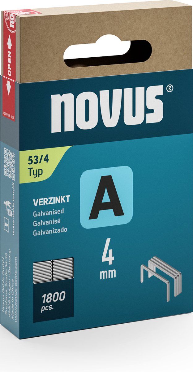Novus Tools 042-0772 - Nieten Type 53 - Fijndraad 4 mm x 11.3 mm (1.800 stuks)