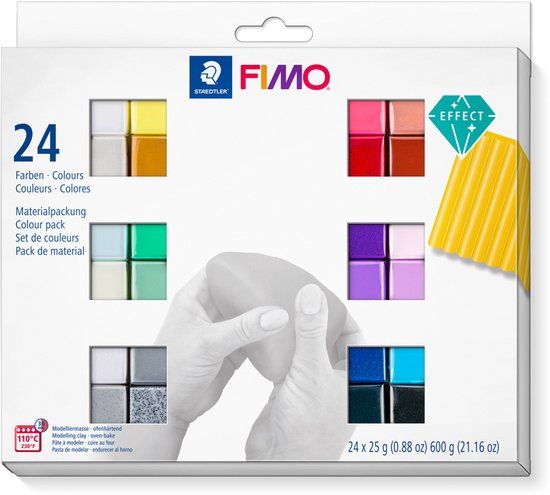 STAEDTLER FIMO effect 8020 - Ovenhardende boetseerklei - 24 halve blokjes Multi