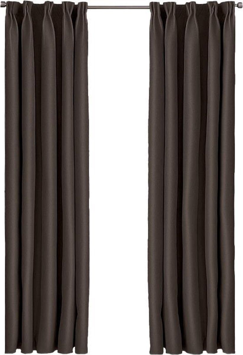 Larson - Luxe Effen Blackout Gordijn - Met Haken - 1.5m X 2.5m - Chocoladebruin