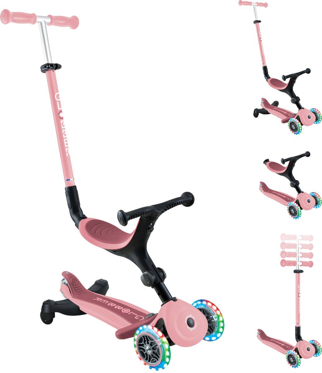 Globber Go Up Active Lights 360 - Meegroeistep - Lichtgevende Wielen - Roze