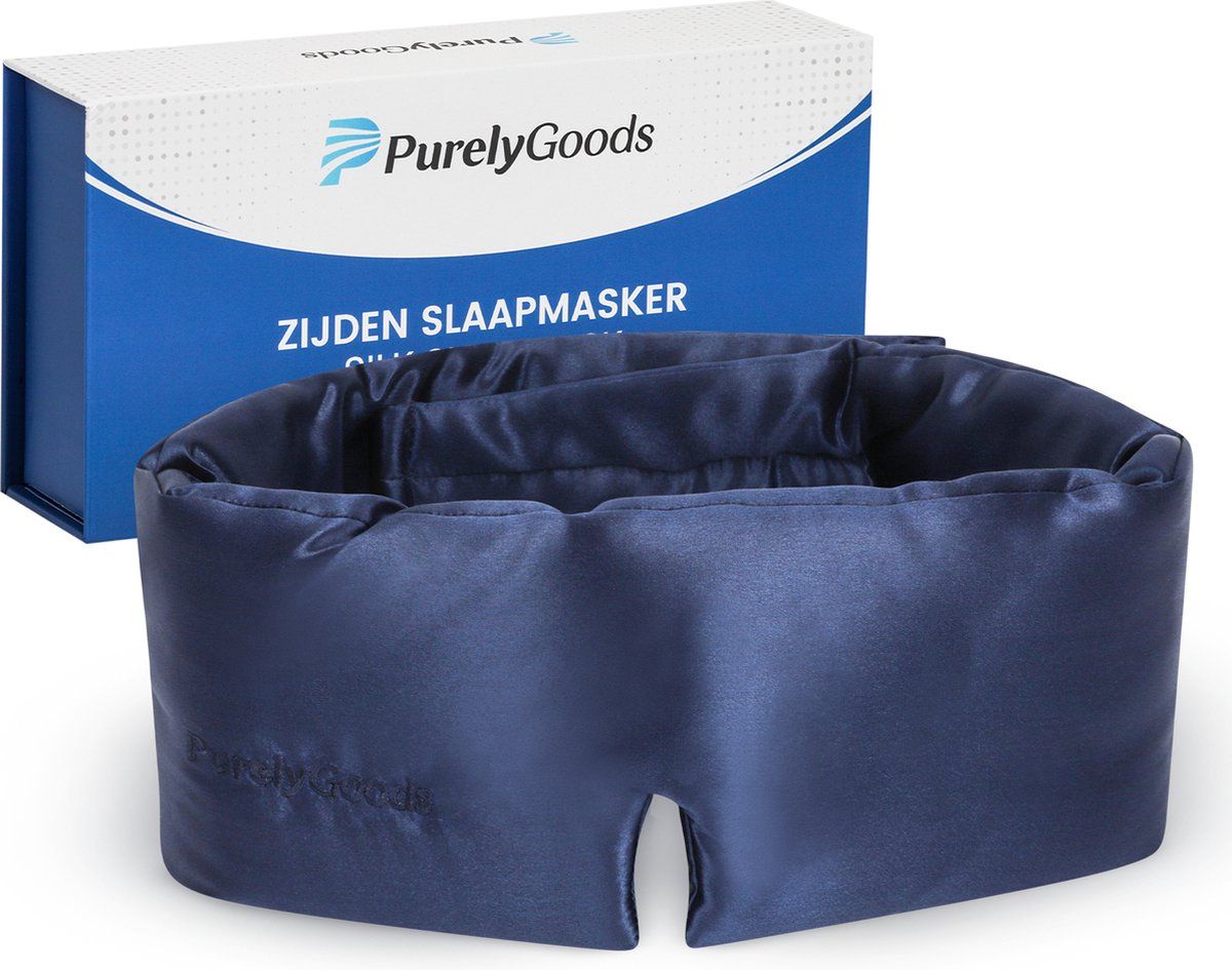 Purely Goods PurelyGoods® Zijden Slaapmasker - Oogmasker - 22 Momme 6A Moerbei Zijde - Verduisterend Donkerblauw