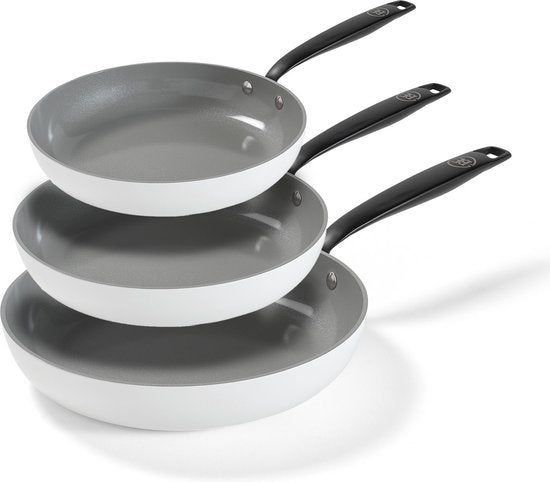 Be Living 3-delige Koekenpannenset -Ø 20, 24&28 Cm - Bakpan - Keramisch - Pfas Vrij Anti Aanbak -