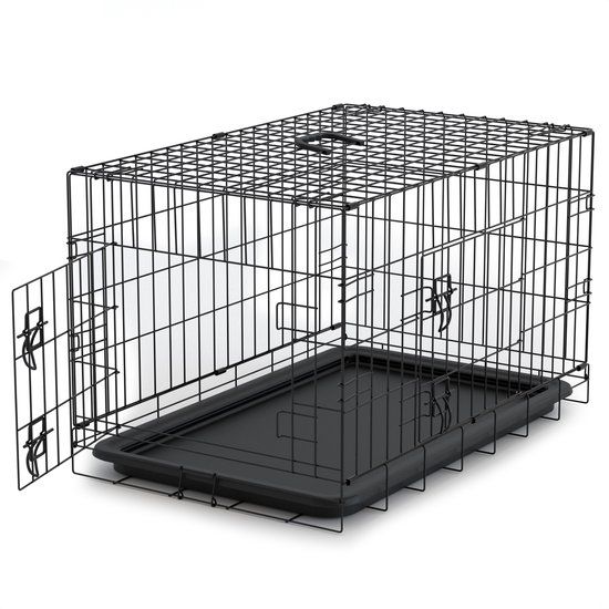 Avalo Hondenbench Xxs - Opvouwbare Kooi - 2 Deuren - 50x30x35 Cm - Zwart