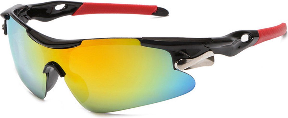 Garpex® 8230 - Fietsbril - Gepolariseerde Hd Lenzen - Zwart Frame Rode Lens