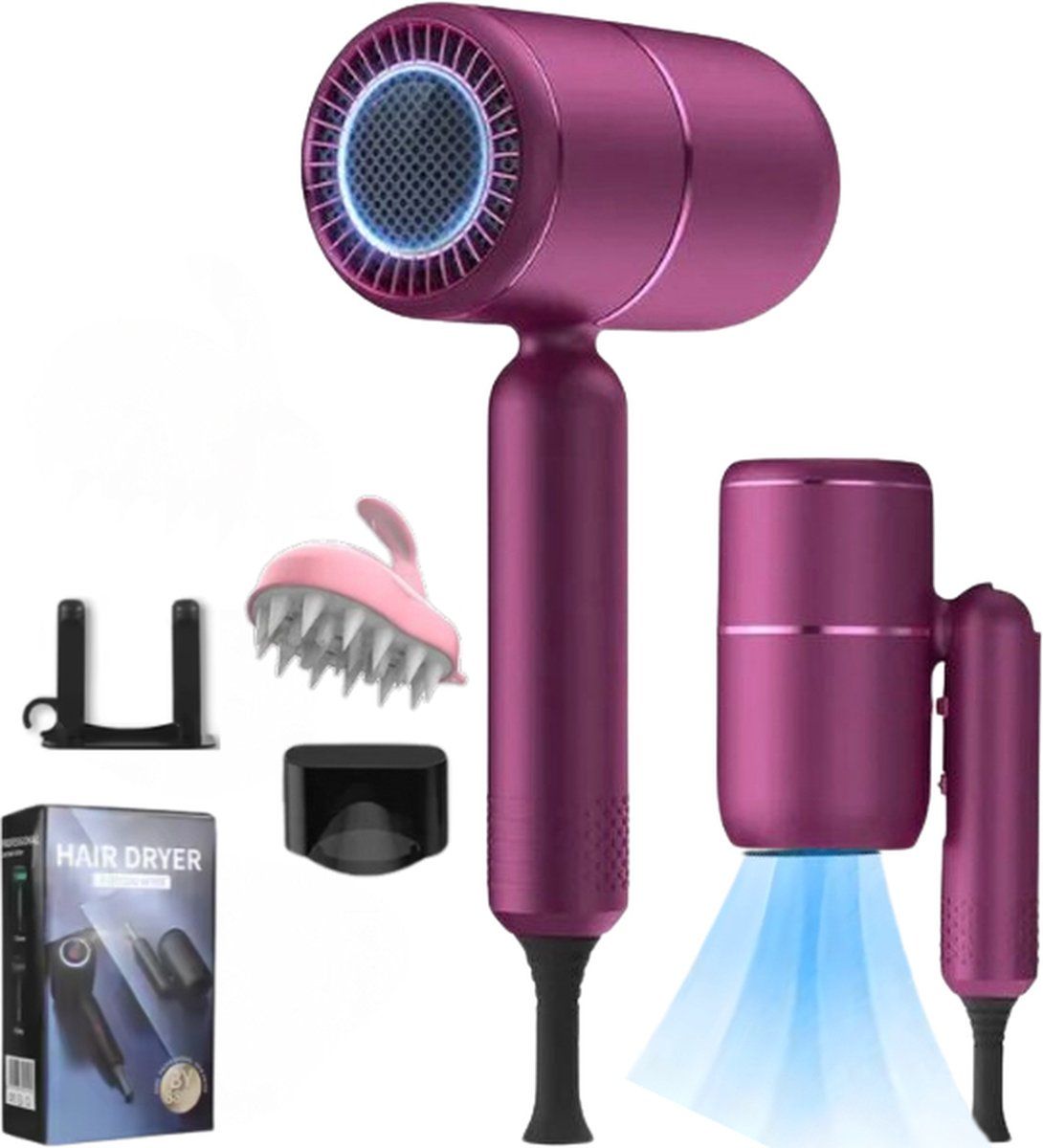 Föhnzy - Föhn - 2000W Ionentechnologie - Zwart/Paars