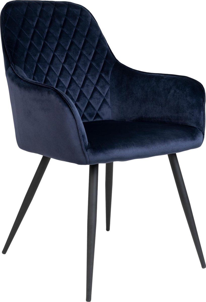 House Nordic Harbo Eetkamerstoel Velvet Blauw - Set Van 2