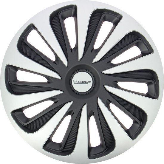 Michelin Wieldoppen 16 inch - NVS - Zilver/zwart (set van 4)