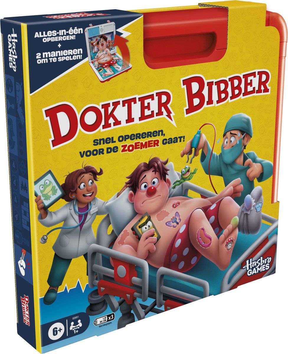 Hasbro Gaming Hasbro Dokter Bibber - Bordspel - 2 Speelmodi - Draagkoffer