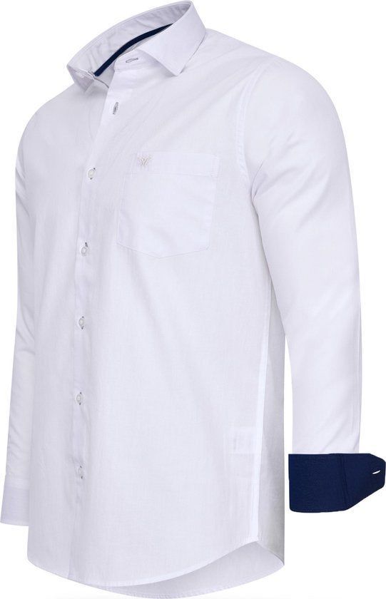Cappuccino Italia Milano - Heren Overhemd Stretch - Wit - Maat L