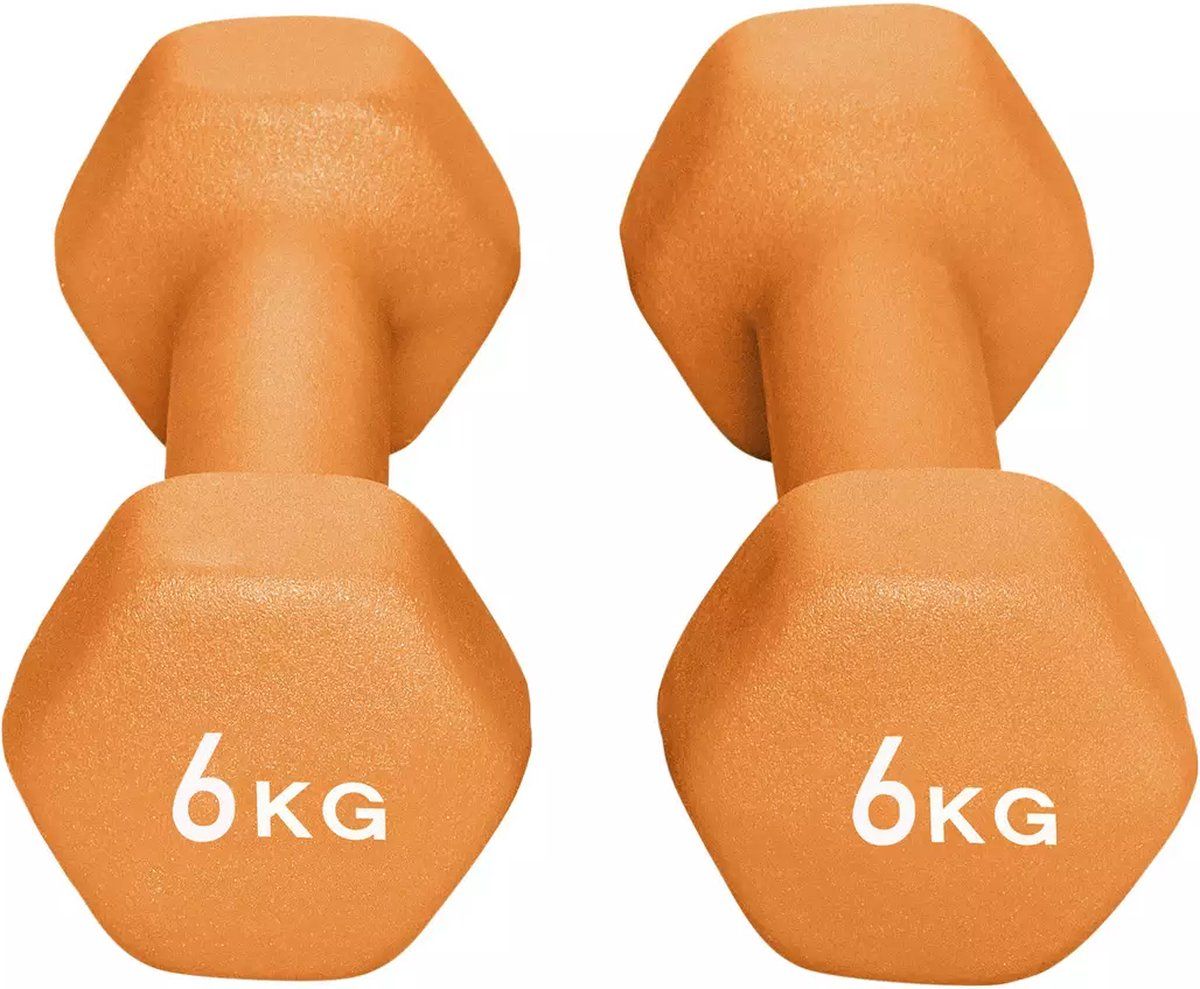 Women's Health Neoprene Halterset - Dumbbells 2 x 6 kg - Zacht grip - Anti-rol ontwerp (2 stuks)