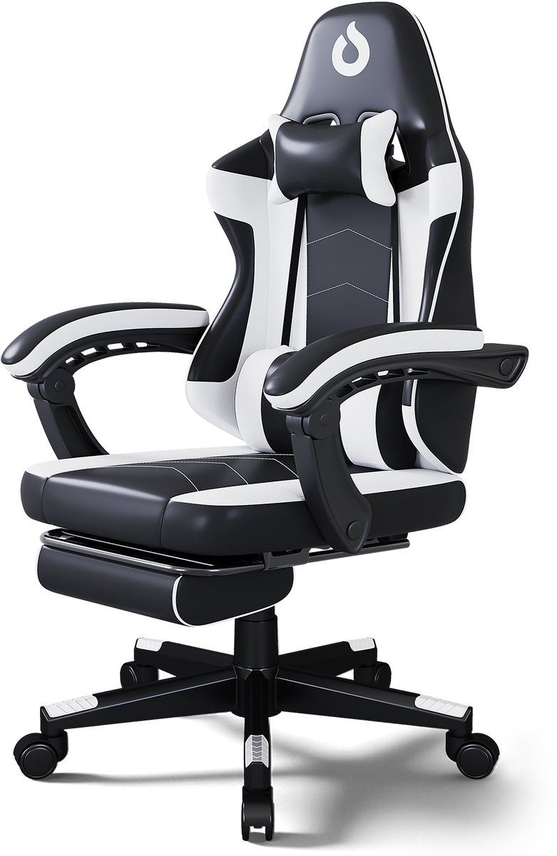 Stane Verstelbare Ergonomische Gamestoel St-0029 - Gaming Chair - Voetsteun - Zwart/Wit