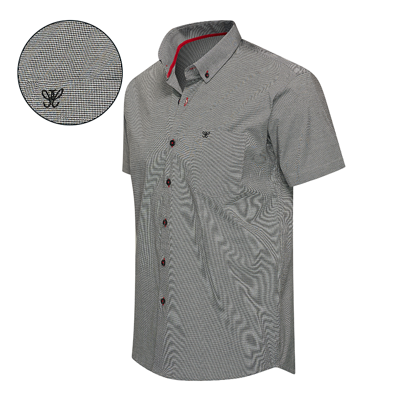 Cappuccino Bronte - Overhemd Korte Mouw - Ademend En Kreukbestendig - Vichy Black (Maat M)